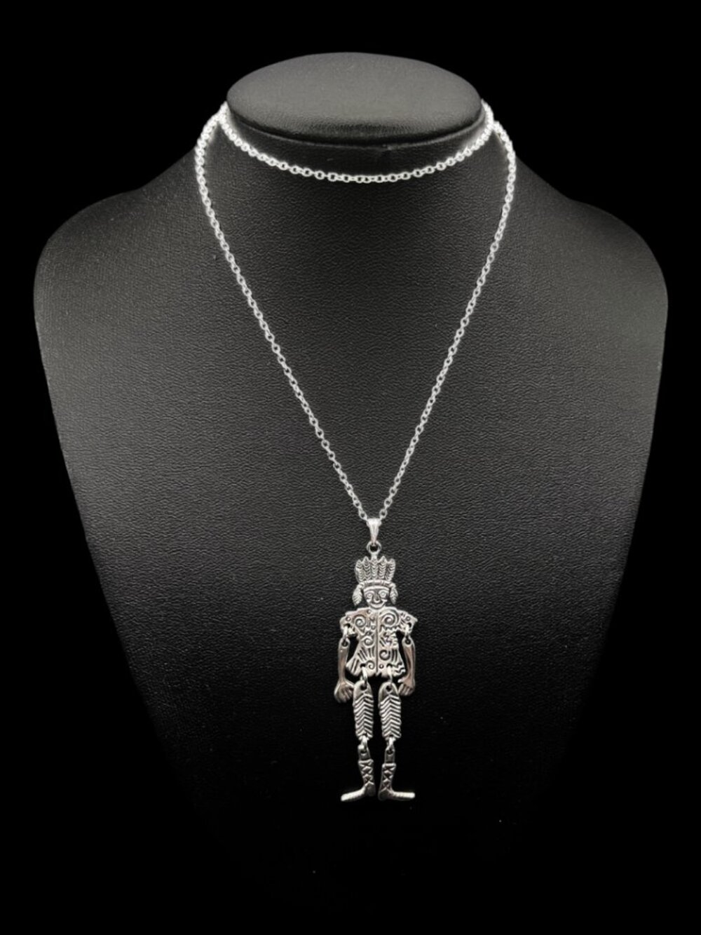 Vintage Native American Articulated Figure Sterling Silver on Silver Chain - Picture 2 of 4